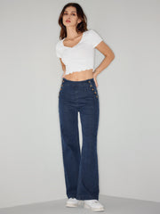 Stretch High Waist Wide Leg Jeans