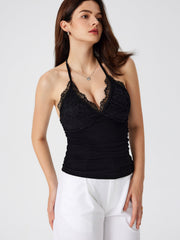 Halter Neckline Solid Backless Crop Top