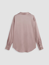 Satin Collar Solid Button Long Sleeve Shirt