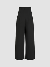 Petite Solid High Waist Knitted Wide Leg Trousers