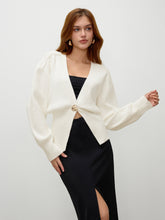 Knit V-neck Metallic Button Cardigan