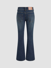 High Stretch Denim Low Rise Solid Pocket Bootcut Jeans