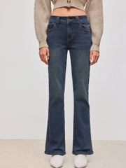 High Stretch Denim Low Rise Solid Pocket Bootcut Jeans