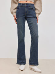 High Stretch Denim Low Rise Solid Pocket Bootcut Jeans