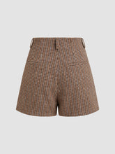 Wool-blend Mid Rise Houndstooth Shorts