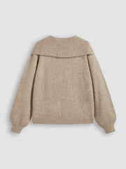 Knit Collar Oversized Long Sleeve Cardigan
