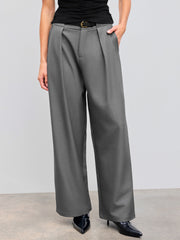 Belted Mid Rise Straight Leg Trouser