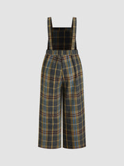 Tweed Plaid Pocket Wide Leg Jumpsuit Curve & Plus