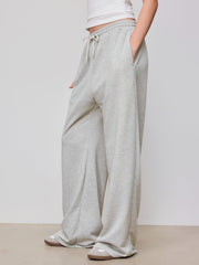 Petite Mid Rise Solid Drawstring Pocket Wide Leg Trousers