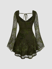 Sweetheart Lace Floral Knotted Mini Dress