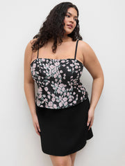 High Waist Zip Up Slit Mini Skirt Curve & Plus