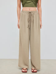 Drawstring Pull-On Wide Leg Pant