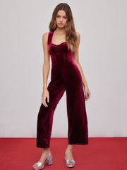 Velvet Retro Solid Jumpsuit
