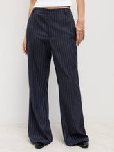 Belted & Flared Pinstripe Trousers