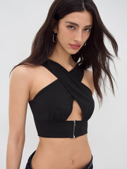 Cut Out Cross Tank Top