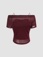 Off-shoulder Ruched Short Sleeve Tee & Cami Top