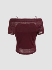 Off-shoulder Ruched Short Sleeve Tee & Cami Top