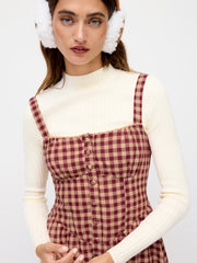 Cotton-blend Square Neck Gingham Maxi Dress