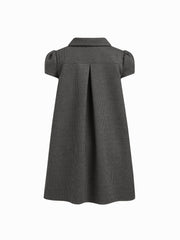 Peter Pan Collar Houndstooth Button Mini Dress