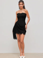 Lace Tube Tie Back Mini Dress