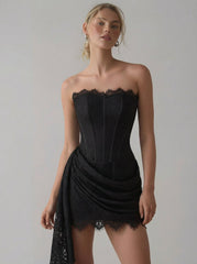 Lace Tube Tie Back Mini Dress