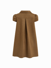Peter Pan Collar Houndstooth Button Mini Dress