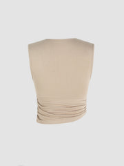Solid Ruched Crop Tank Top