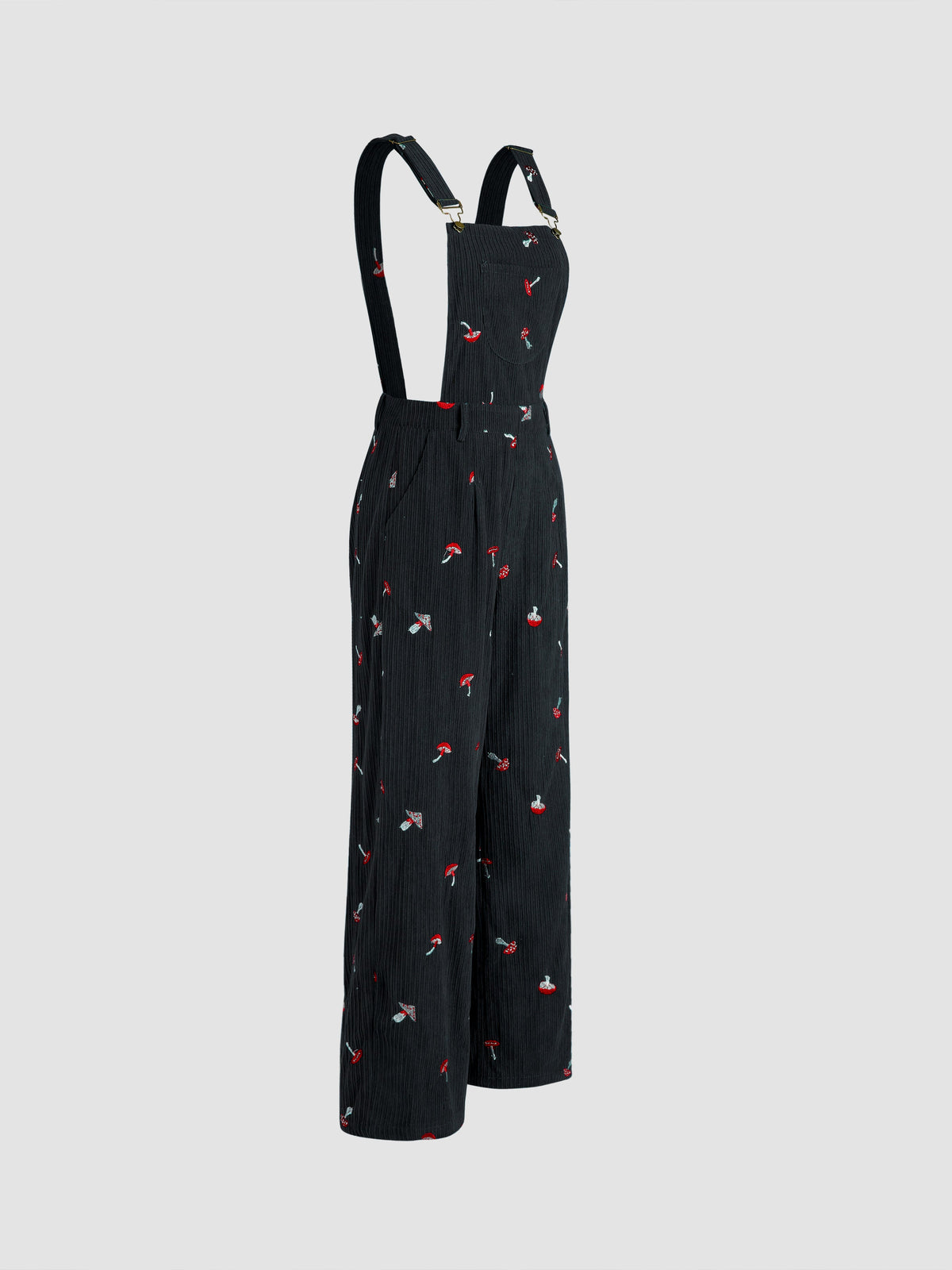 Corduroy Square Neck Mushroom Pattern Jumpsuit