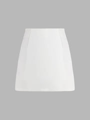 High Waist Zip Up Split Mini Skirt