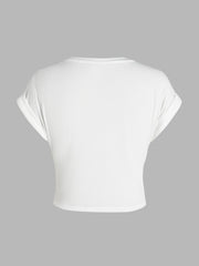 V-neck Solid Ruched Crop Top