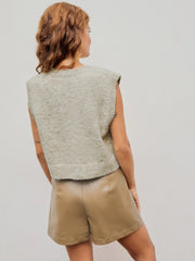 Knit Wool-blend Round Neck Pear Graphic Vest