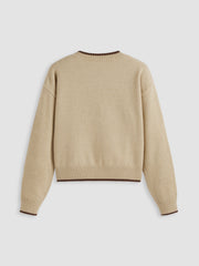 Round Neckline Graphic Bear Long Sleeve Sweater