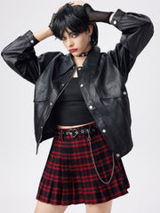 Faux Leather Zipper Jacket
