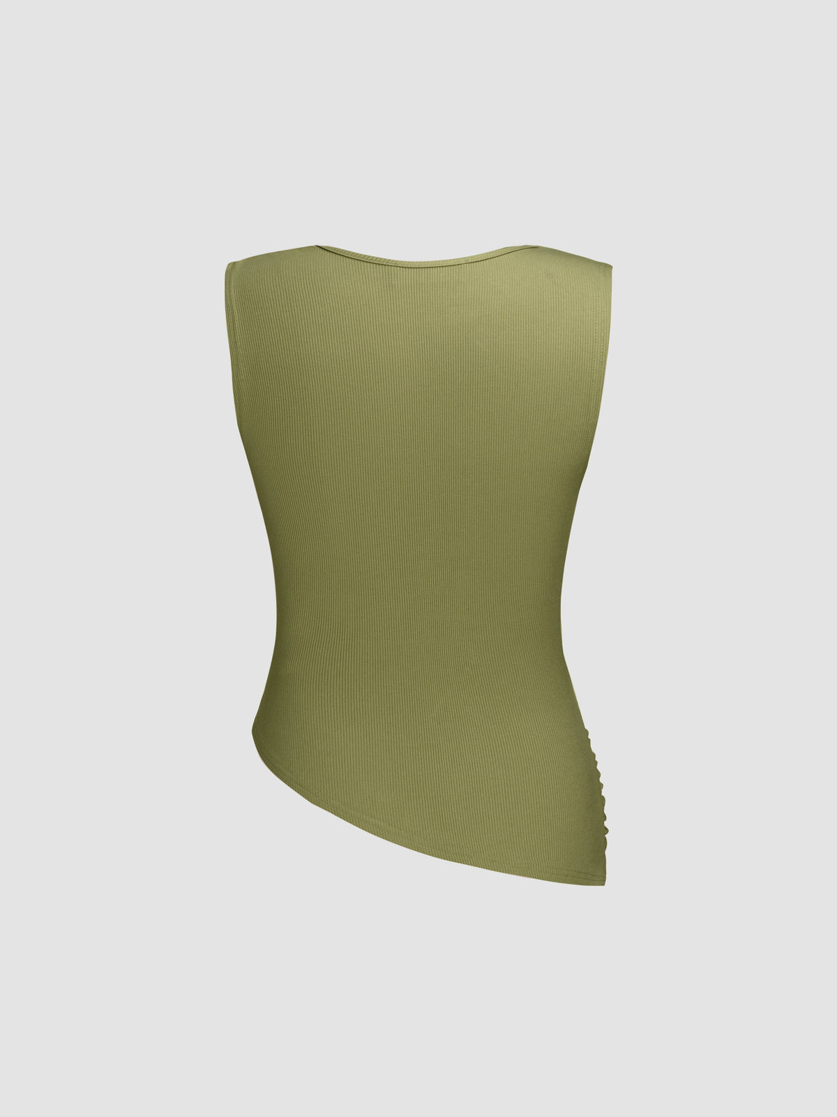 Cowl Neck Solid Ruched Crop Tank Top