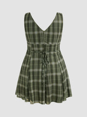 V-neck Check Mini Dress Curve & Plus