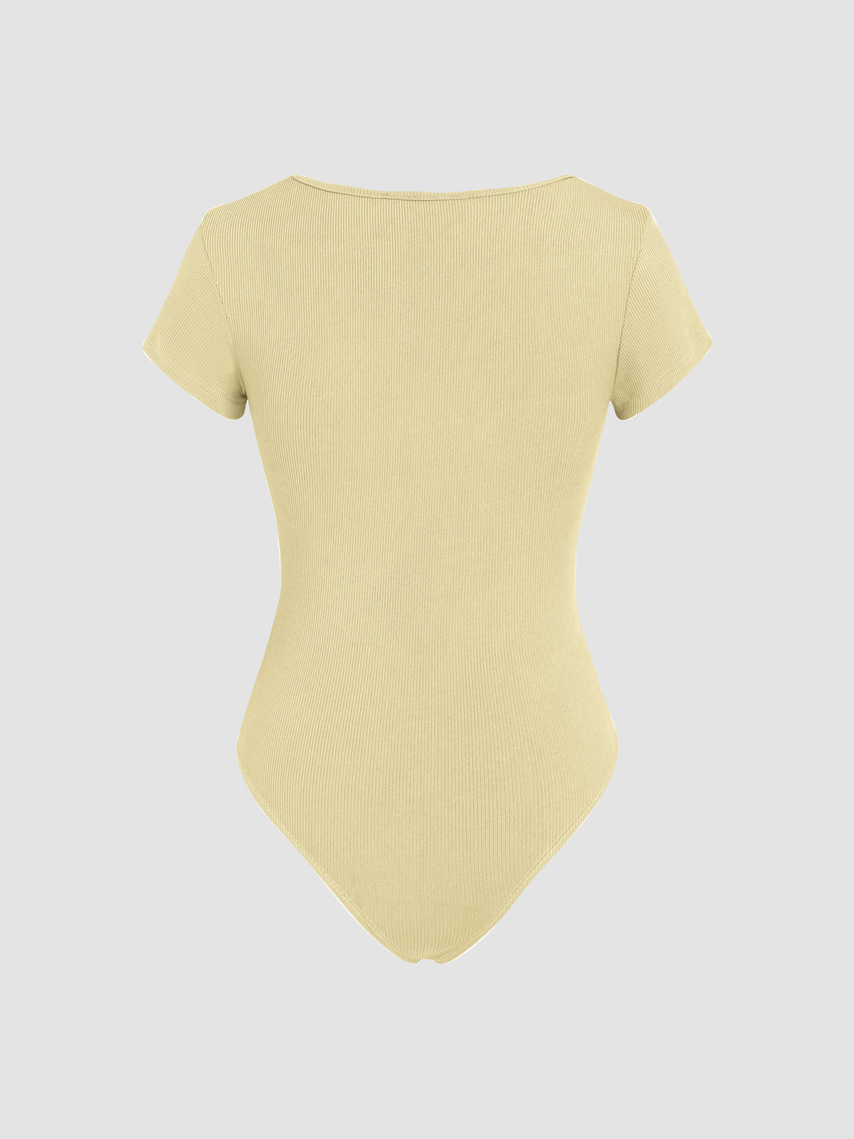 Solid Square Neck Short Sleeve Bodysuit