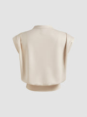 V-neck Solid Pleated Crop Top