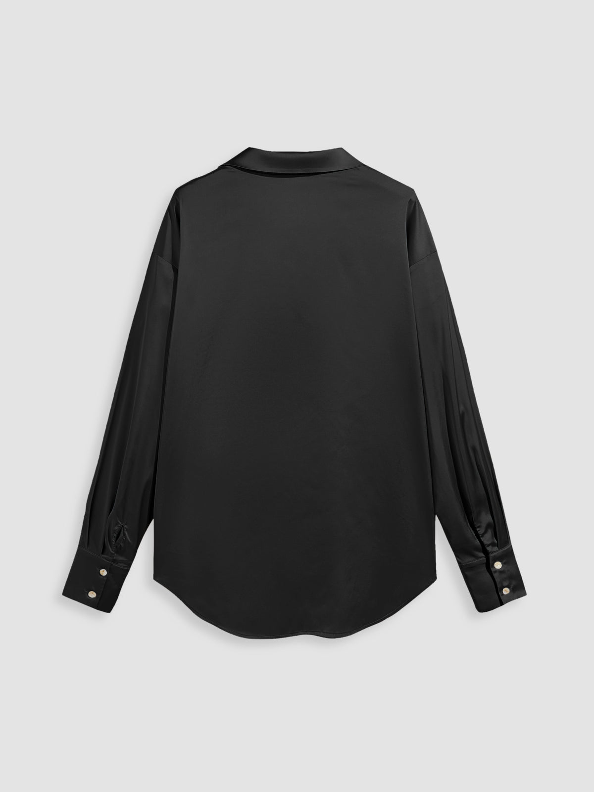 Satin Collar Solid Button Long Sleeve Shirt