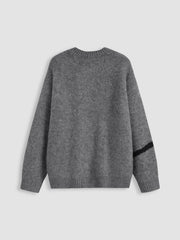 Knit Round Neckline Bowknot Oversized Sweater