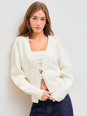 Knit V-neck  Metallic Button Cardigan