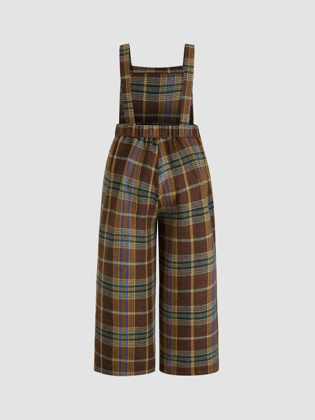 Tweed Plaid Pocket Wide Leg Jumpsuit Curve & Plus