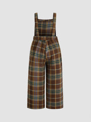 Tweed Plaid Pocket Wide Leg Jumpsuit Curve & Plus