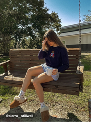 Round Neckline Graphic Bear Long Sleeve Sweater