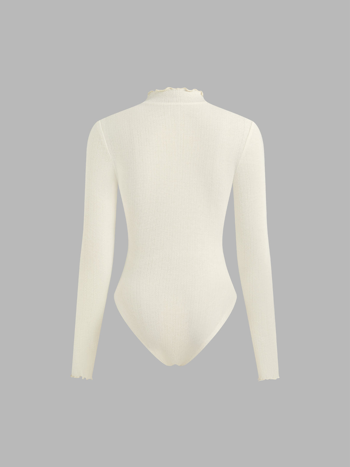 High Neck Solid Lettuce Trim Bodysuit