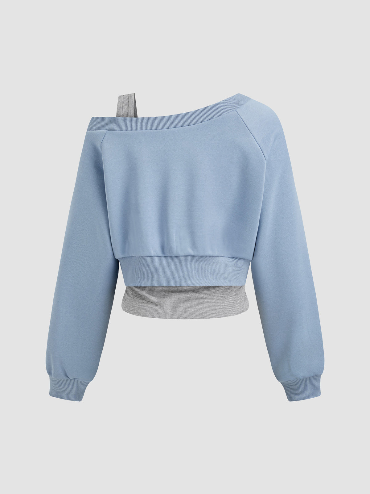 Terry Off-shoulder Cropped Oversized Sweatshirt & Ruched Tank Top
