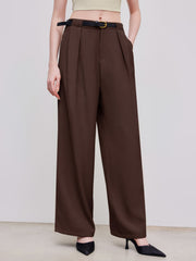 Belted Mid Rise Straight Leg Trouser