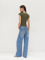 Cotton-blend Round Neckline Short Sleeve Tee