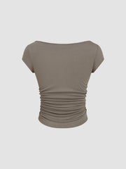 Boat Neck Ruched Tee