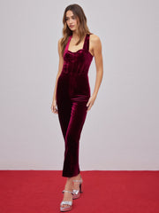Velvet Retro Solid Jumpsuit
