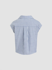 Cotton-blend Collar Stripe Twist Shirt